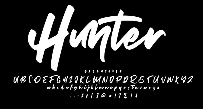 hunter brush font script vector lettering. Best Alphabet Alphabet Brush Script Logotype Font lettering handwritten