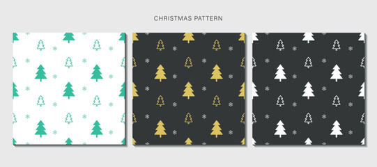 Fototapeta na wymiar Seamless Christmas Patterns. Simple, Minimalist Designs. Vector illustration