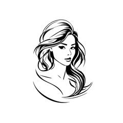 Beauty girl logo with long hair