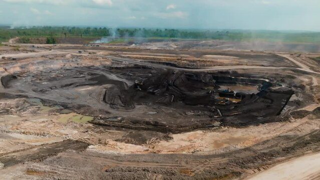 Open-pit Coal Mine - Surface Mining In Berau, Indonesia. - aerial shot