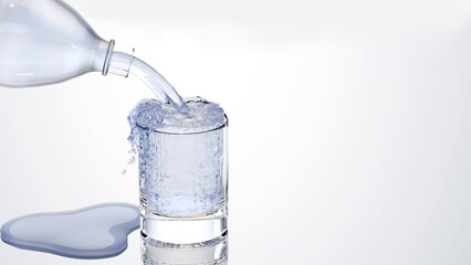 pouring water into glass 3D Rendering