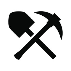 Miner Pickaxe Shovel Vector Icon