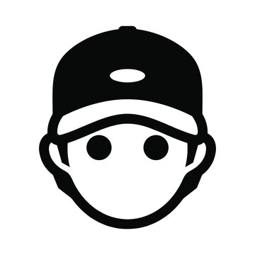 Man Wearing Baseball Cap Icon	