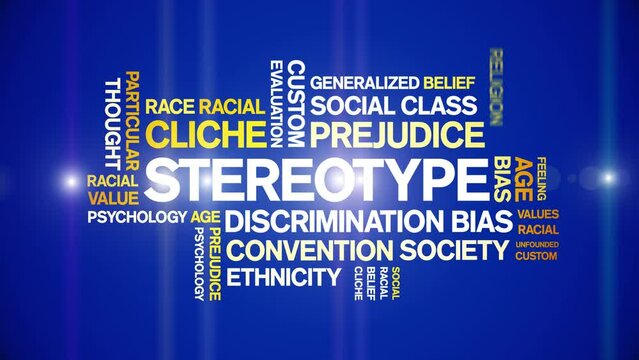 Stereotype animated tag word cloud;text design animation kinetic typography seamless loop.
