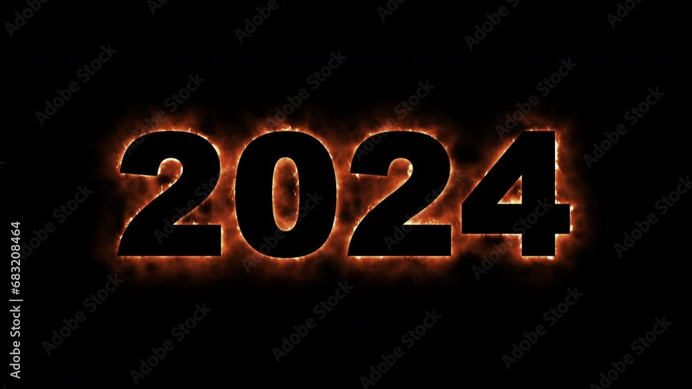 Poster 2024 fire text. computer generated 3d render