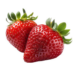 A strawberry cut in half viewed from the top on a transparent background