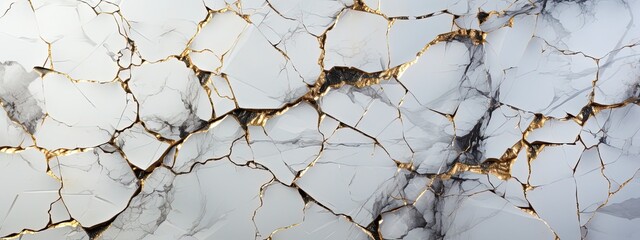 Luxurious Gold Cracks on White Marble Pattern