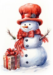 Festive Christmas Snowman - Chrismas card Concept