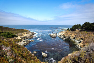 Fototapeta na wymiar Beautiful View from Kasler Point along the Big Sur Coastline - California, USA