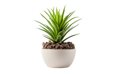 Pineapple Plant Seedling in a White Bowl, Transparent Background