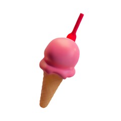 3D render of soft serve ice cream cone