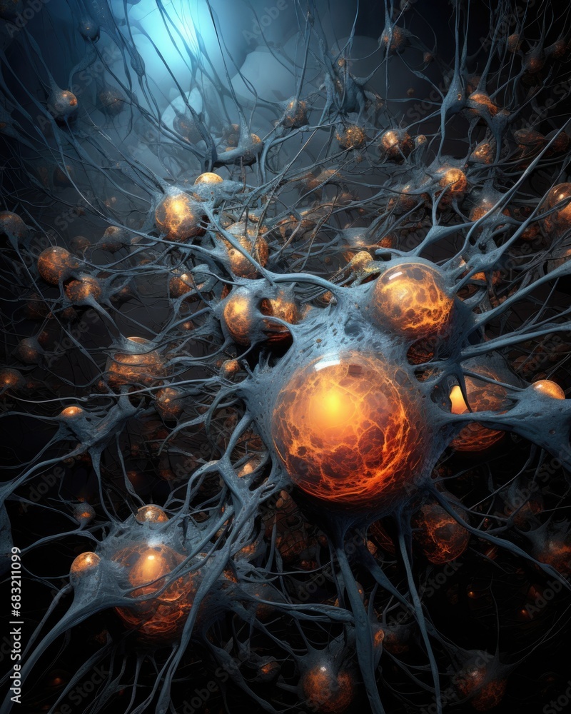 Aufkleber a computer generated image of microscopic cells. generative ai.