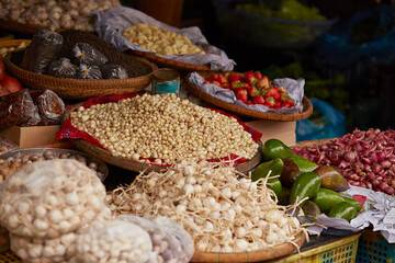 Variety of vegetables at street market	