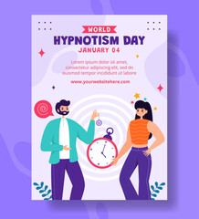 Hypnotism Day Vertical Poster Flat Cartoon Hand Drawn Templates Background Illustration