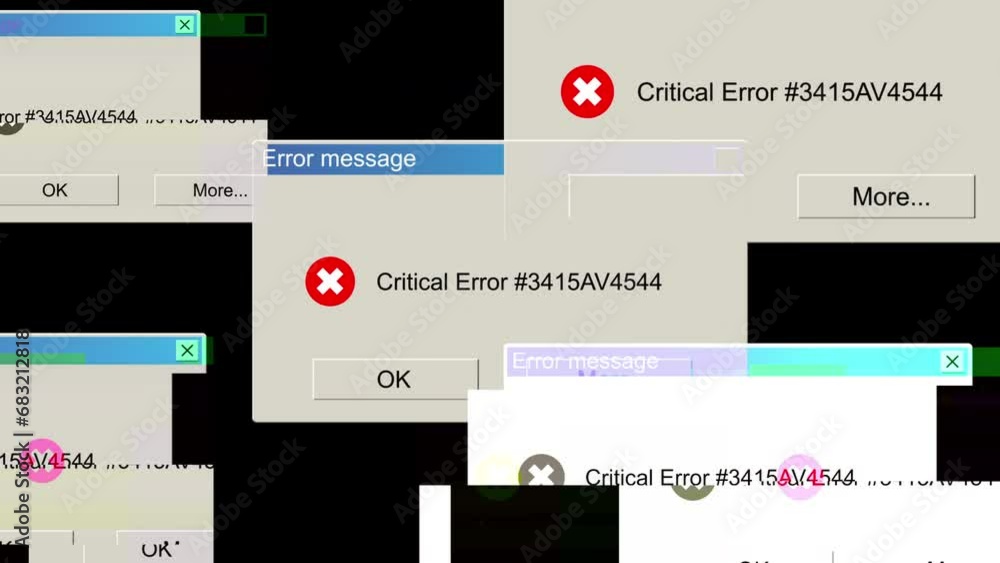 Poster critical errors glitch. computer generated 3d render