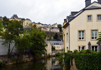 Fototapeta premium Panorama in the Neighborhood Grund in the Capital of Luxemburg