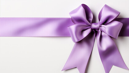 Elegant purple satin ribbon bow on a white background