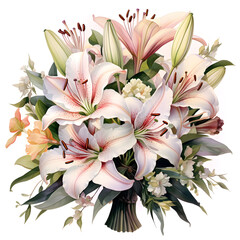 Lilies, Flowers, Watercolor illustrations