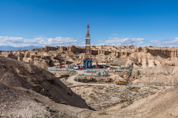 Oil Derricks on the Desert of Xinjiang, China