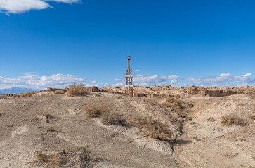 Oil Derricks on the Desert of Xinjiang, China