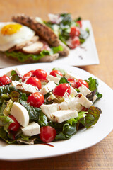 Salad with cheese and cherry tomatoes