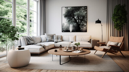 Modern Scandinavian living room interior
