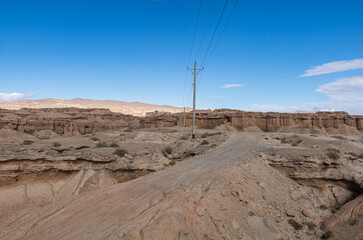 Transmission Lines on the Yadan Landform in Xinjiang, China