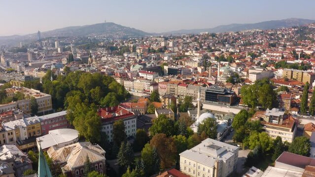 Urban landscape of Sarajevo. Aerial view