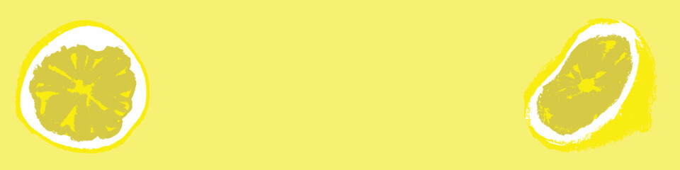 Template lemon banner with empty space for text. Lemon illustration in vector. Hand drawn citrus fruit for banner background, juice packaging, jam label, cosmetic packaging design.