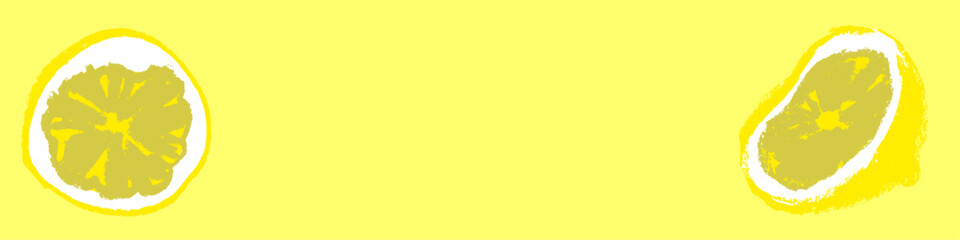 Template lemon banner with empty space for text. Lemon illustration in vector. Hand drawn citrus fruit for banner background, juice packaging, jam label, cosmetic packaging design.