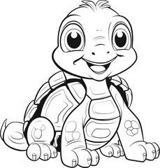 Turtle animal black and white coloring page
