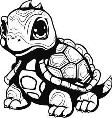 Turtle animal black and white coloring page