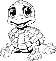 Turtle animal black and white coloring page
