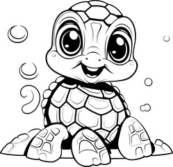Turtle animal black and white coloring page