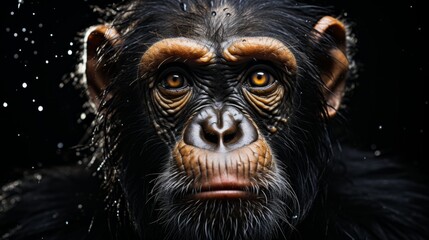 Portrait of a monkey on a black background