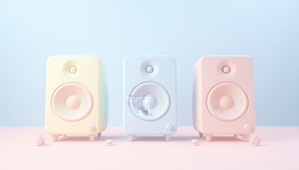 Retro music speaker in pastel tones