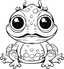 Toad cute animal vector image, coloring page