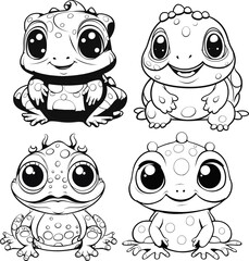 Toad cute animal vector image, coloring page