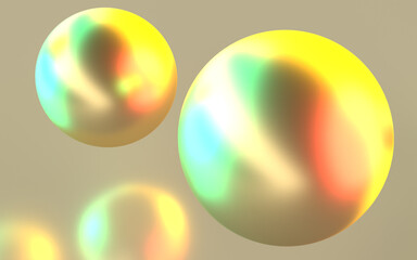 金色に輝く球体の3Dイラストレーション