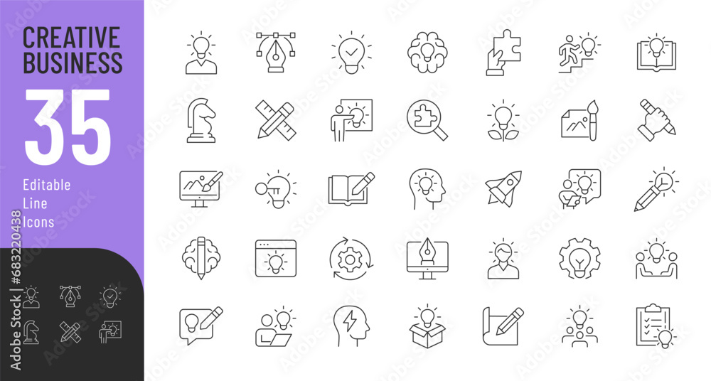 Canvas Prints creative business line editable icons set. vector illustration in thin line modern style of creativi