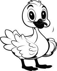 Swan bird animal vector stock, coloring page