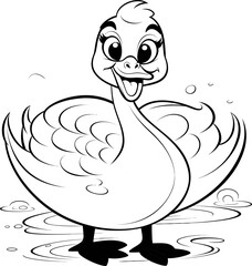 Swan bird animal vector stock, coloring page