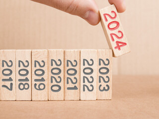 Wooden Blocks with New Year 2024