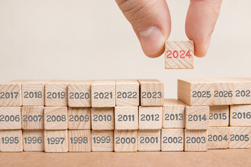 Wooden Blocks with New Year 2024