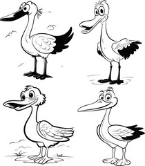 Stork bird animal stock photo, coloring page
