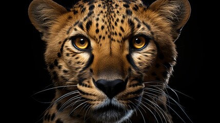 Cheetah portrait on black background