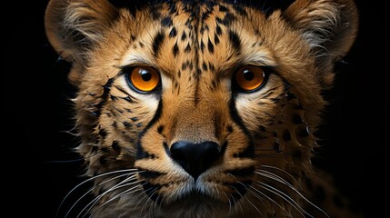 Cheetah portrait on black background