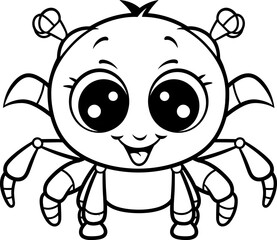 a cute, spider animal vector, coloring page