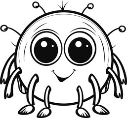 a cute, spider animal vector, coloring page