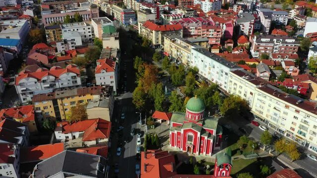 Orthodox church drone aerial view